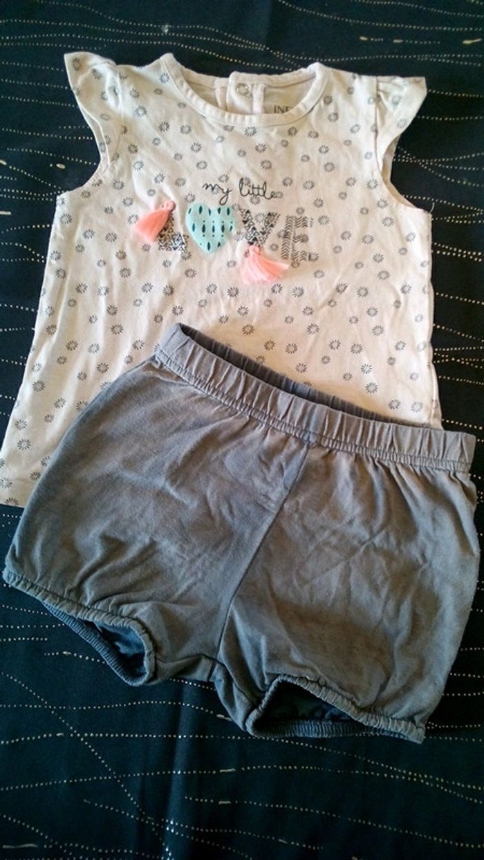 Pyjashort rose pâle et gris