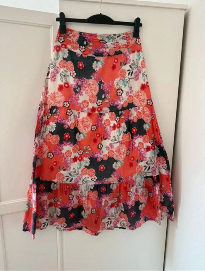 Superbe jupe longue neuve Promod fleurie fluide coton 🌸 36 S