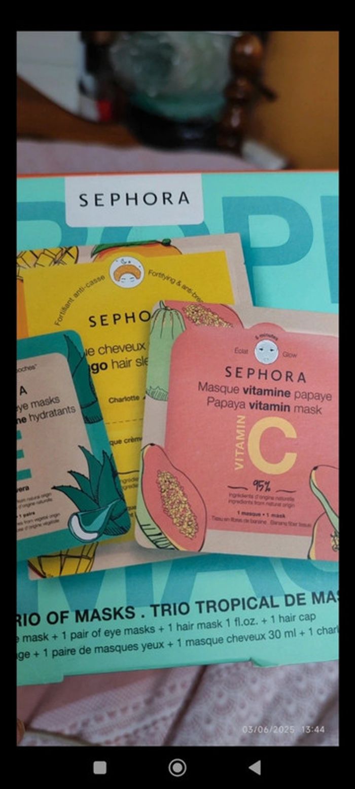 Sephora Tropical Trio de Masques Unidoses (Visage+Yeux+Cheveux) - photo numéro 5