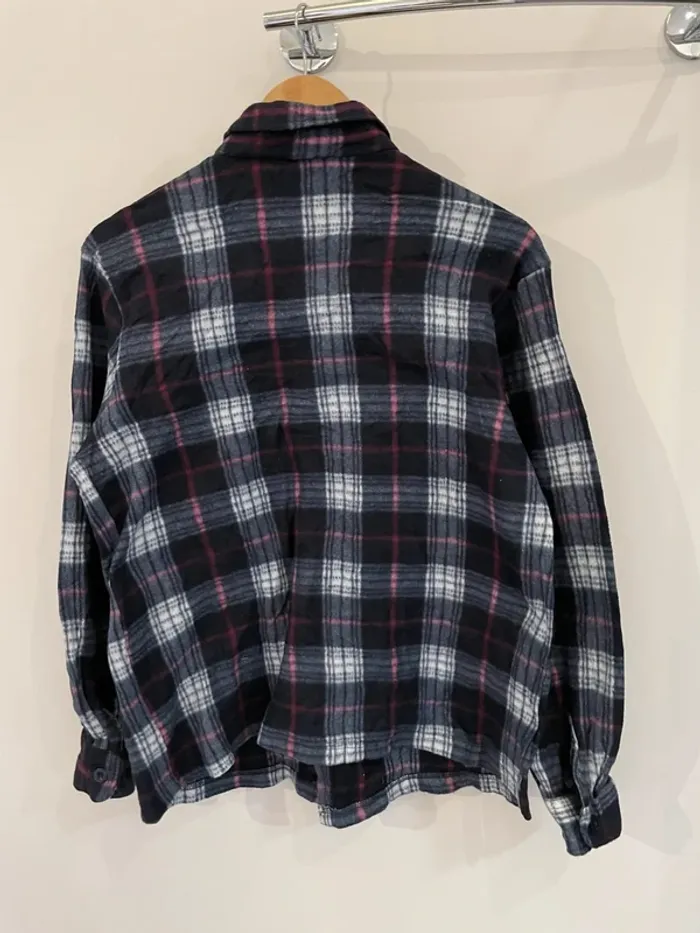 Lumberjack Flannel Plaid Polaire shirt chemise black white pink Womens M / L - photo numéro 6