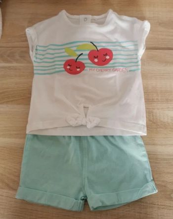 Ensemble t-shirt et short bébé fille 12 mois comme NEUF