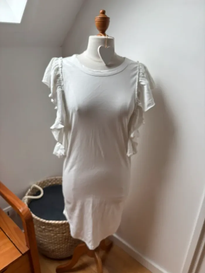 🤍 Robe Zadig & Voltaire blanche volants - décontractée & stylée - M - photo numéro 2