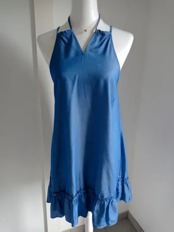 Magnifique robe été style jean's avec attache pour le cou T.M Cupshe