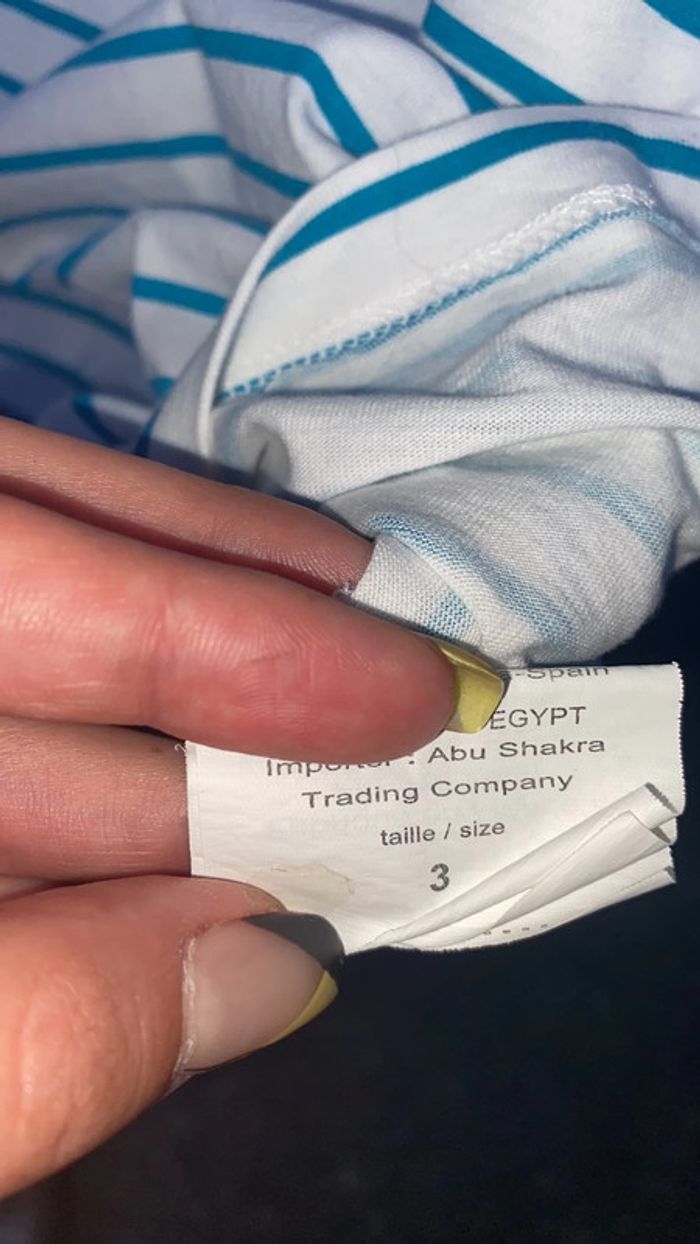 Tee-shirts blanc à rayures bleu - photo numéro 4