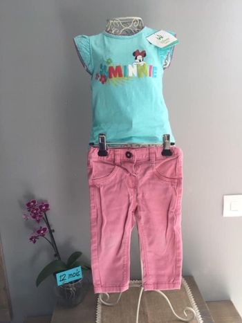 Ensemble t-shirt Minnie Disney NEUF et pantalon fille 12 mois