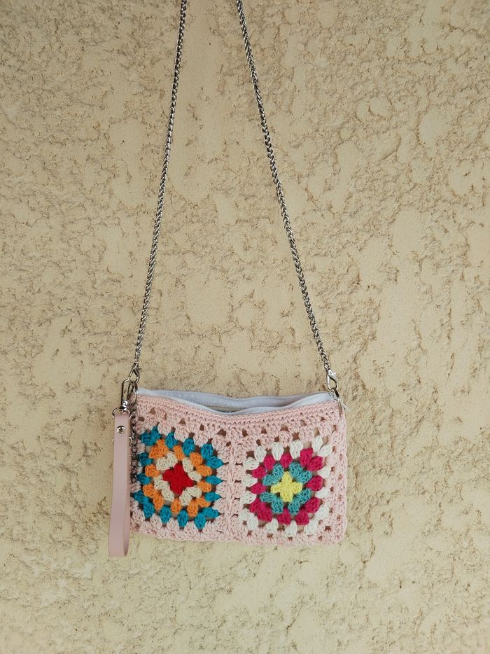 Sac à main Pochette femme crochet rose - photo numéro 6