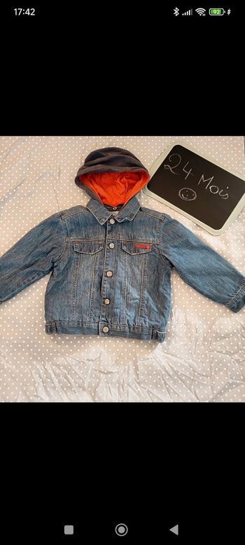 Manteau 2 ans, veste en jean doublée et matelassée avec capuche