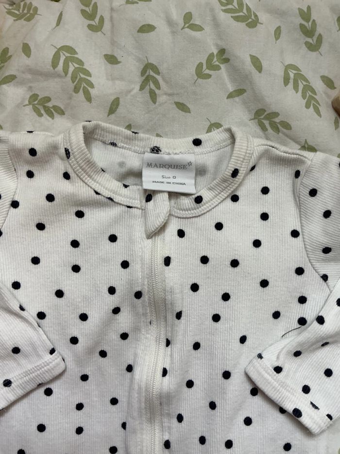 pyjama en coton blanc à pois noir 3 mois marquise - photo numéro 4