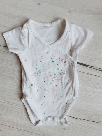Vêtement bébé fille body manches courtes oiseau naissance 0 mois