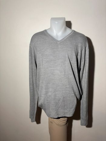 🧥 Pull gris col V TEX Basic - Taille XXL