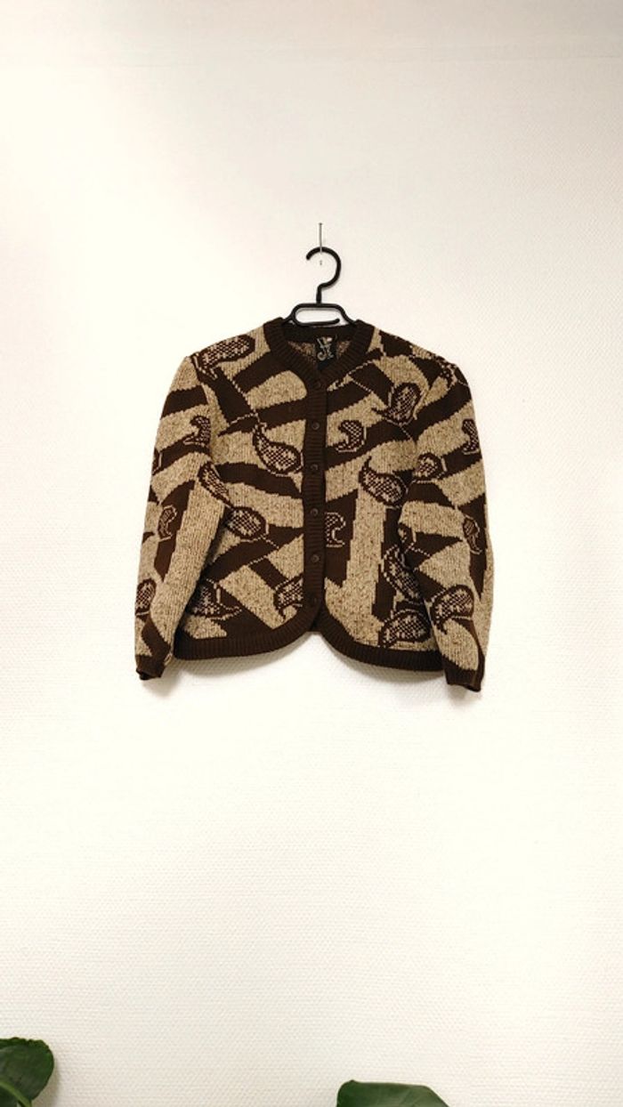 Pull gilet boléro d'hiver épais en laine acrylique vintage tout doux - photo numéro 3