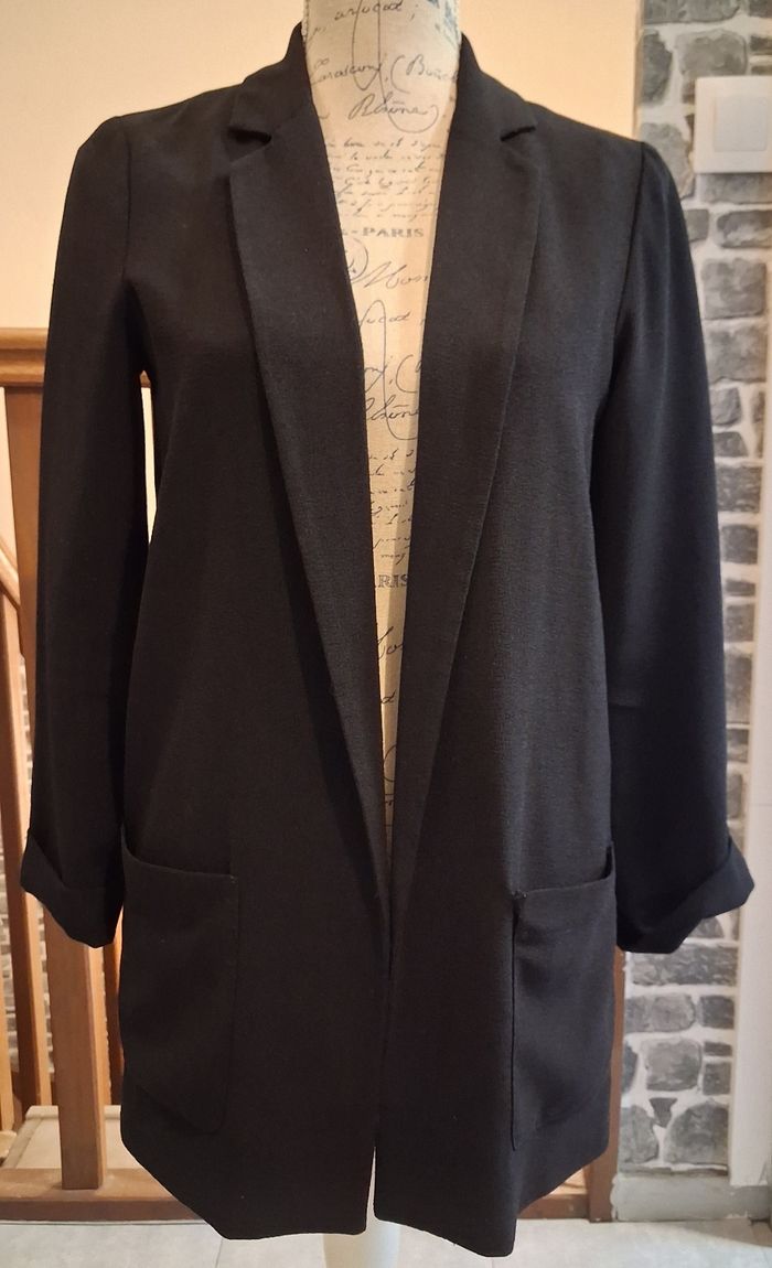 Long blazer noir sans fermeture - photo numéro 1