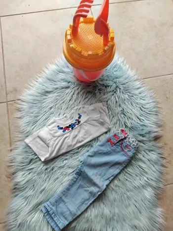 🐦 ensemble fille 12 mois fleuri 100% coton