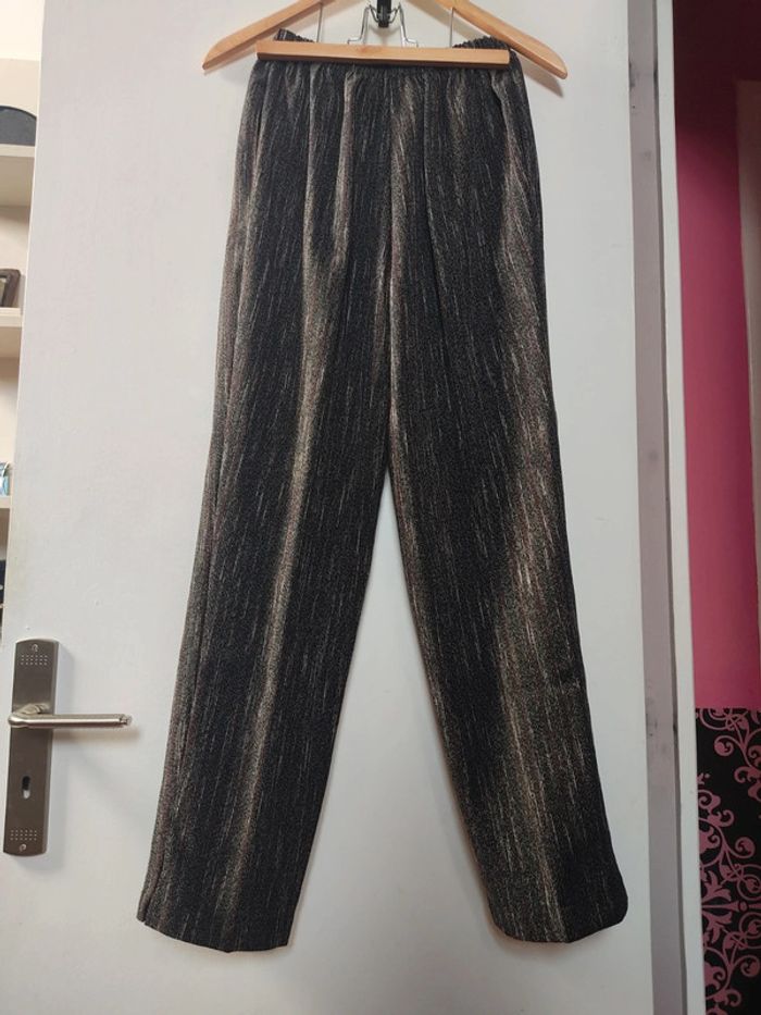Pantalon femme large élastique gris Vintage T2 M Fabriqué en France - photo numéro 2
