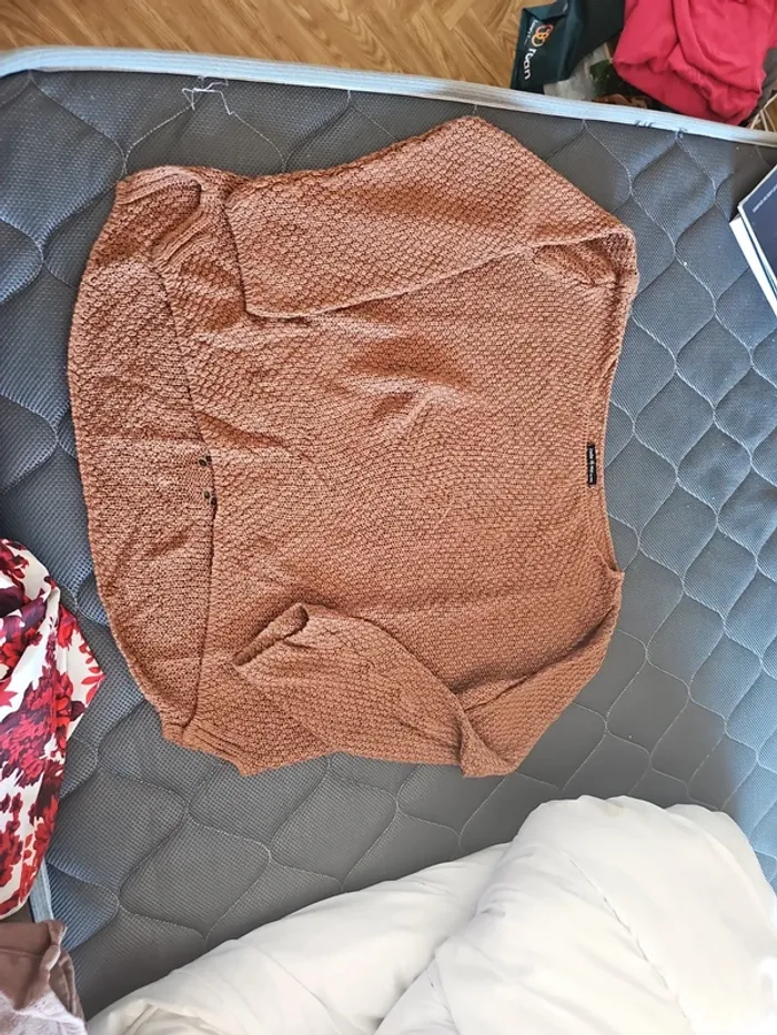 Pull maille marron t44