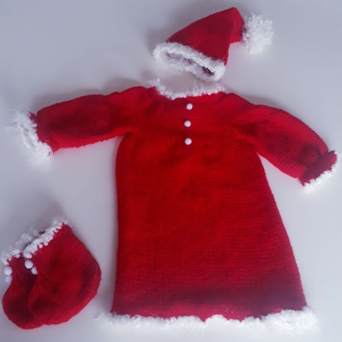 Robe bébé en laine  crochet rouge noël 9-12 mois - photo numéro 3