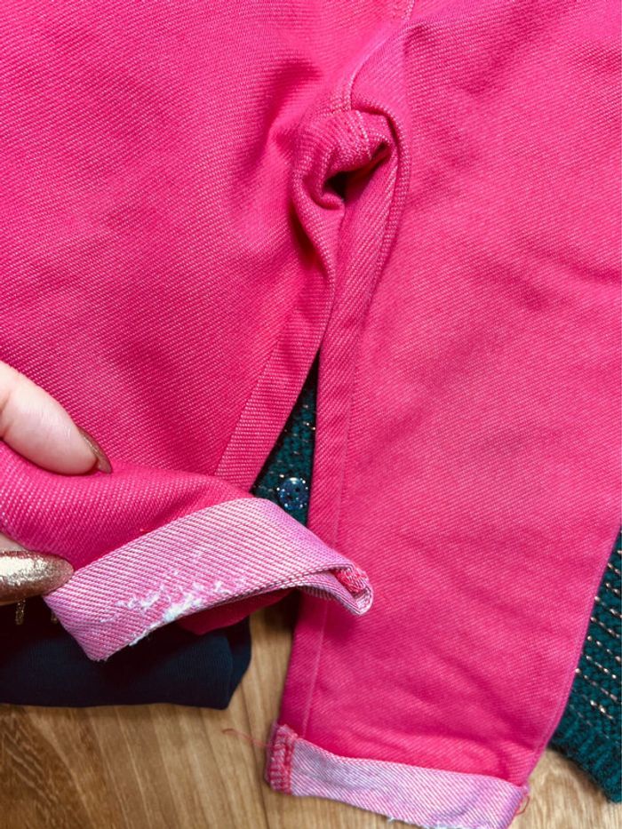 Taille 12 mois tenue 3p fille multimarque rose et bleu marine * fleurs * 🎀 - photo numéro 5