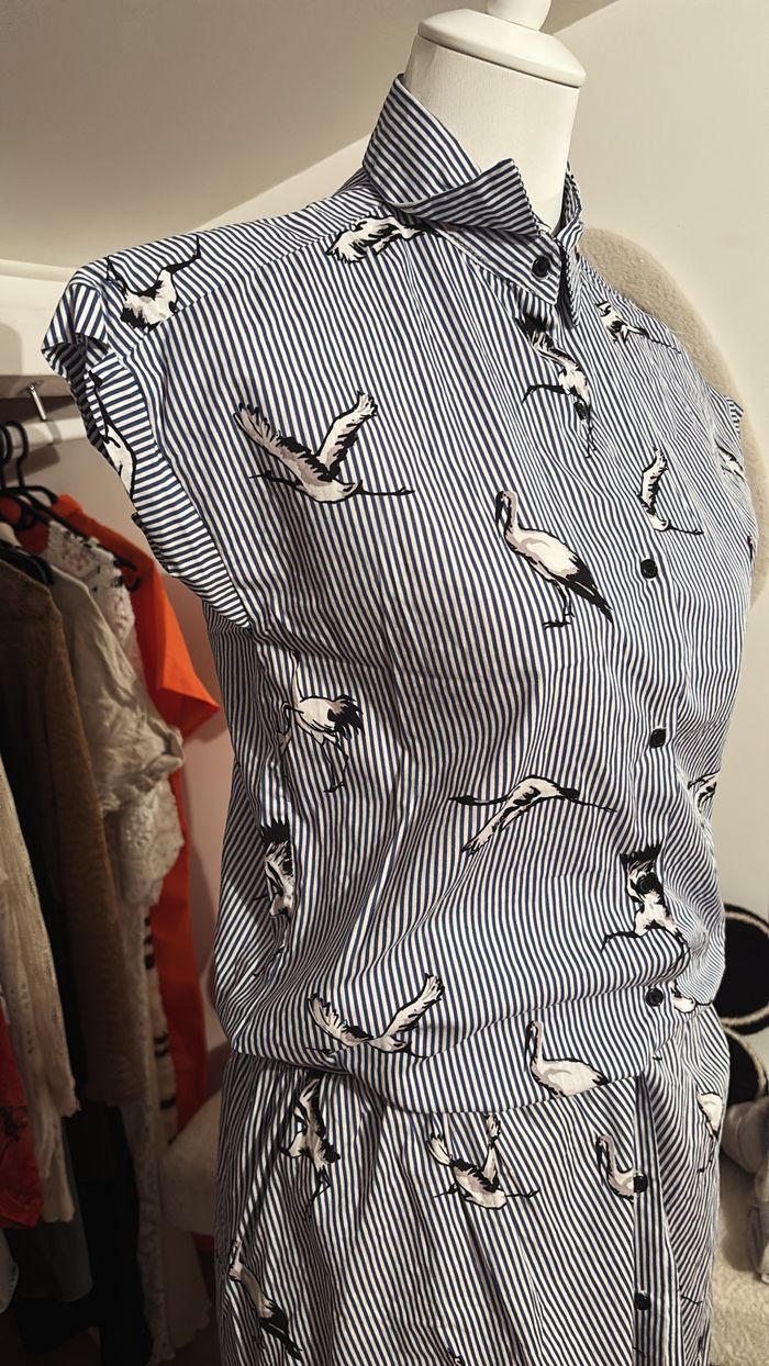 Ensemble haut chemise + jupes à rayures Vadim T36/38 - photo numéro 2