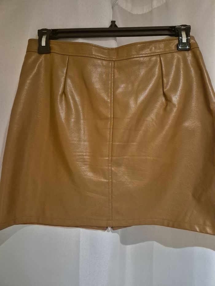 jupe courte femme simili cuir marron taille 38 - photo numéro 4