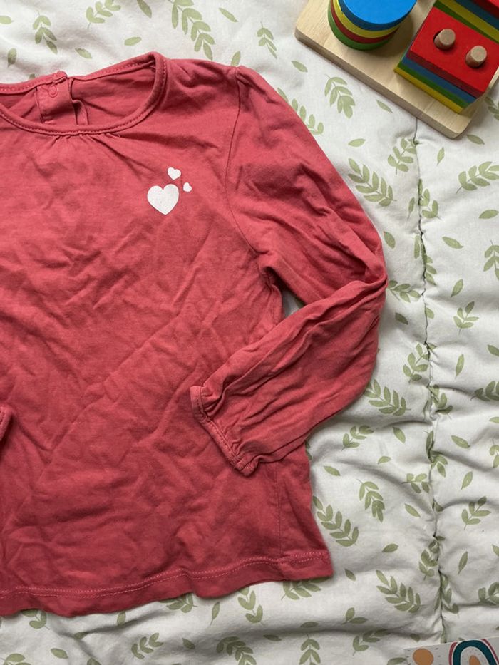 teeshirt manches longues rose coeur poitrine bébé rêve 36 mois - photo numéro 4