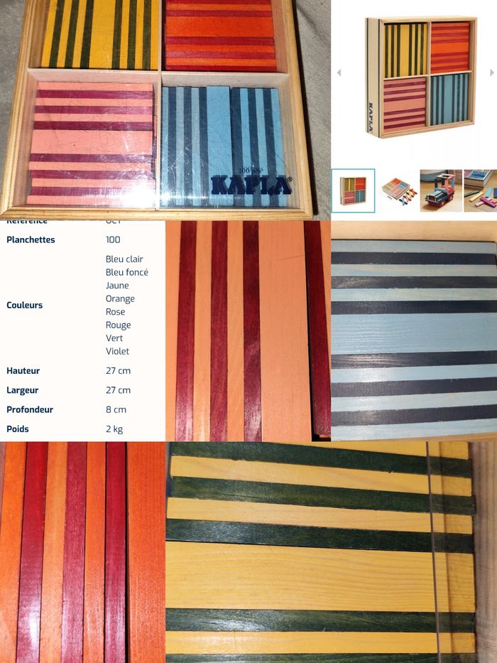 Kapla coffret octocolor de 100 planches multicolore jeu en bois