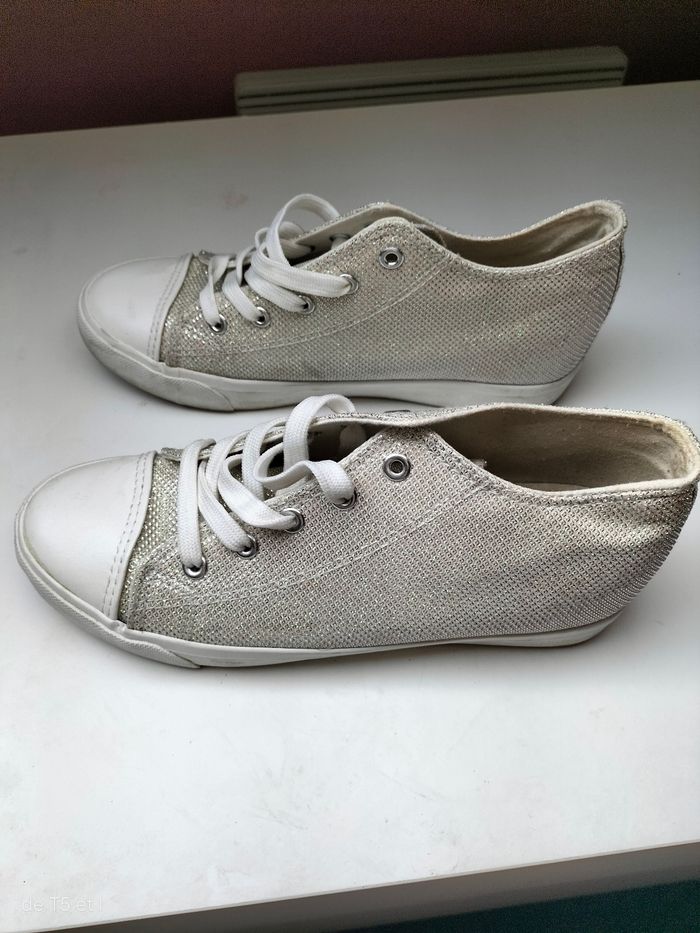 Basket blanc cassé effet pailletés taille 40 - photo numéro 3