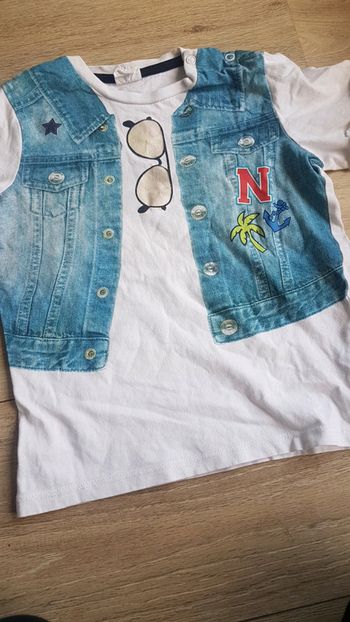 Tee shirt effet veste jeans lunettes 2 ans h&m