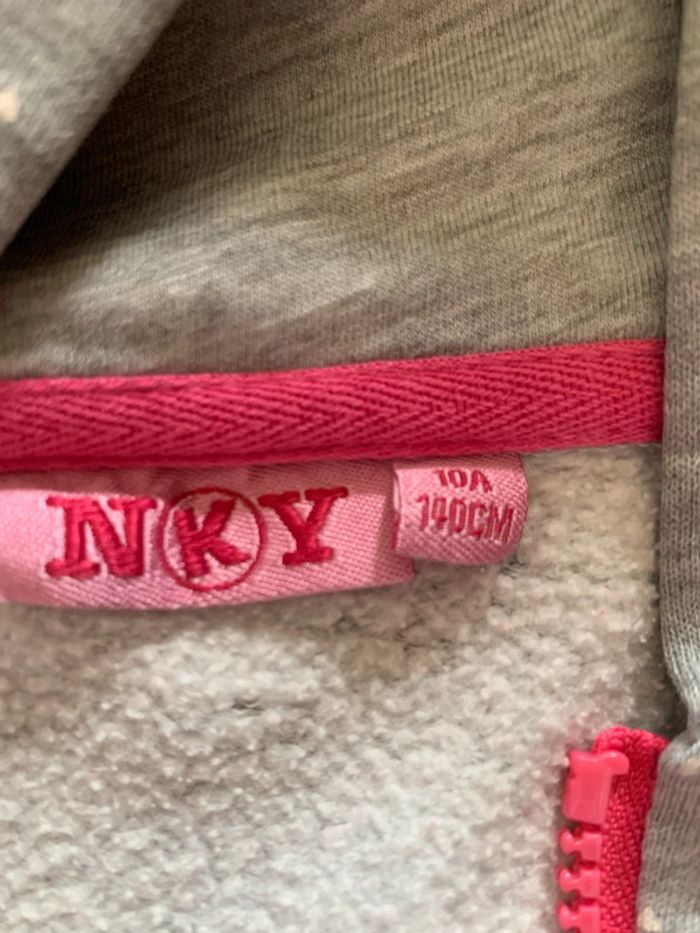 Gilet zippé gris et rose à capuche fille 10 ans (140) NKY - photo numéro 3