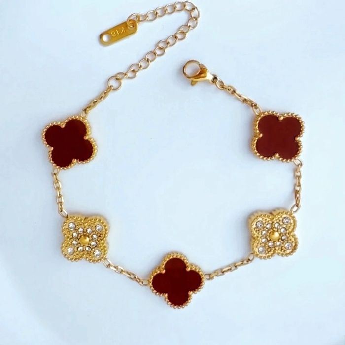 Bracelet En Acier Inoxydable neuf 18k trèfle 1,2 cm  porte-bonheur élégant et résistant à l'eau 💦