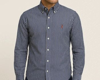 Chemise Ralph Lauren rayée bleu marine – Taille S