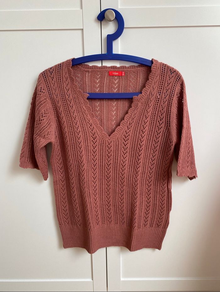 Pull à manches courtes vieux rose