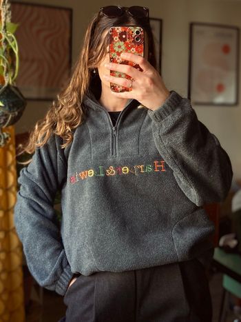 Polaire grise col zippé style 90’s 