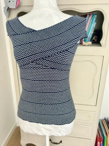 Très belle blouse , top Morgan bleu foncé et blanc taille 36 , S , 1