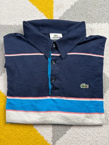 Polo Lacoste | Bleu marine et blanc | Taille XL
