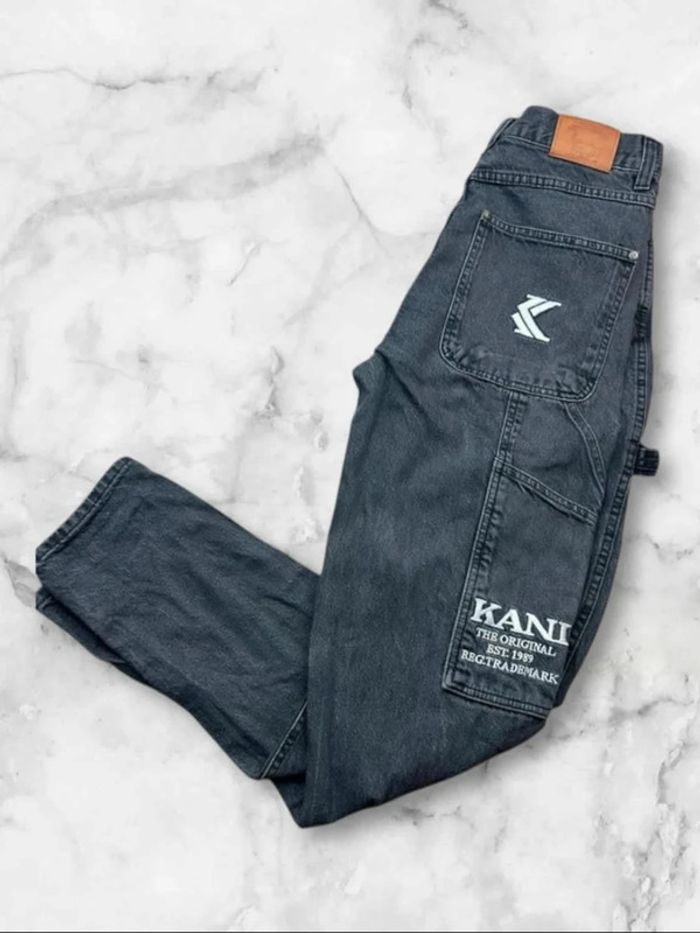 Jean Cargo Karl Kani Noir Vintage Logo Brodé Taille S