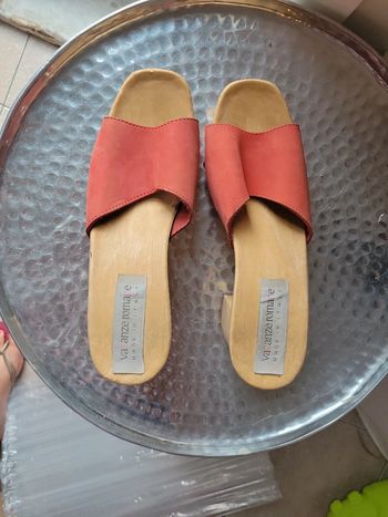 Mules talon imitation bois