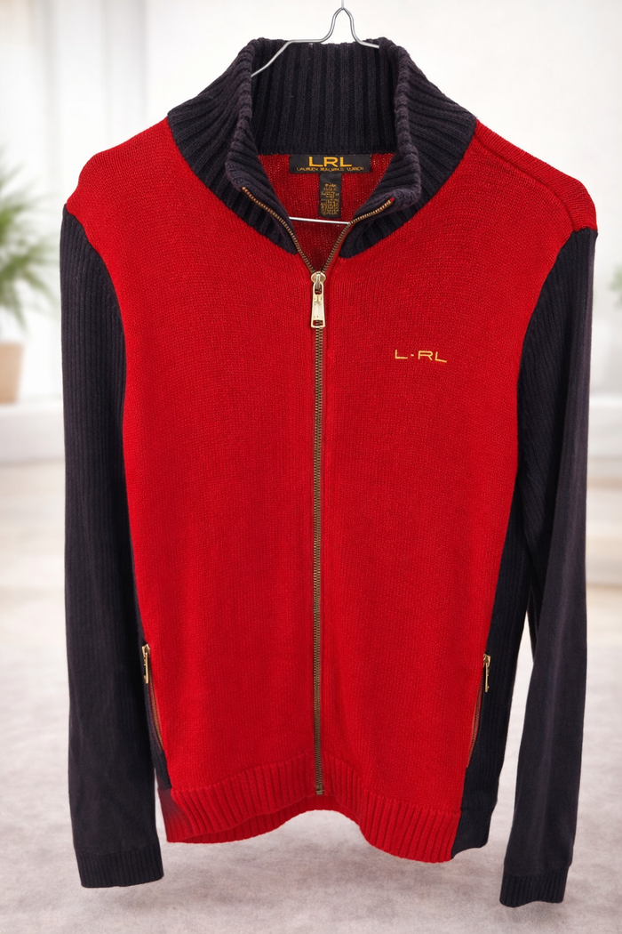 Gilet zippé Lauren Ralph Lauren rouge & noir – Femme