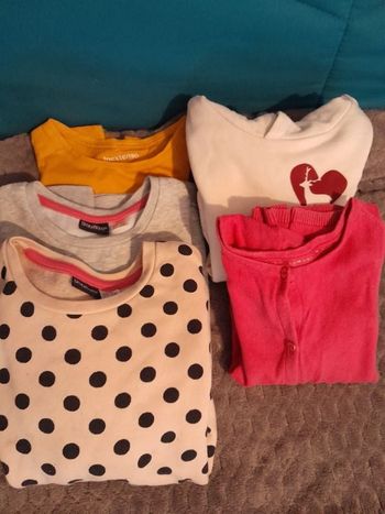 Lot de 3 sweats, 1 gilet, 1 tee shirt manches longues