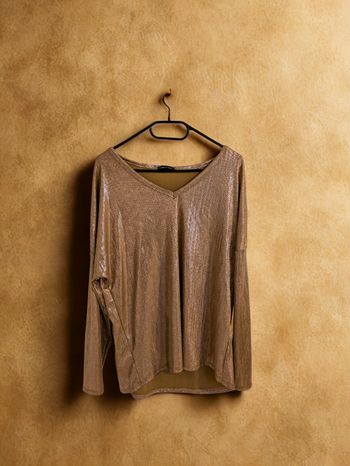 Blouse manches longues pailletée bronze