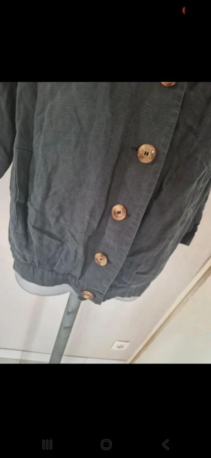 Veste chemise 50% lin gris anthracite des petits hauts taille 36 - photo numéro 5
