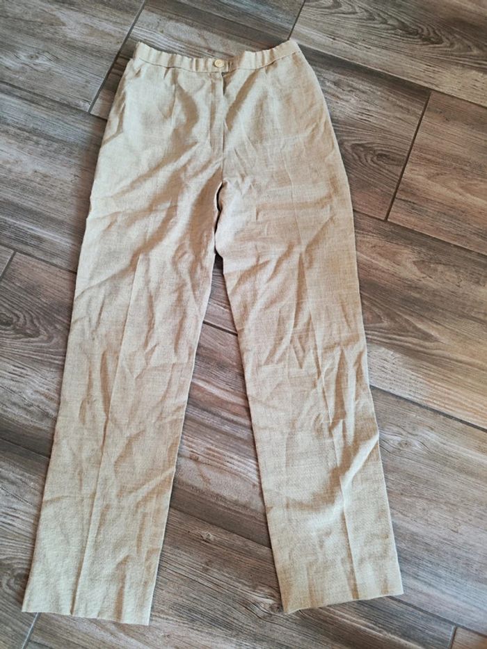 Pantalon beige (42% polyester, 22% lin, 22% viscose) Karting Taille 40