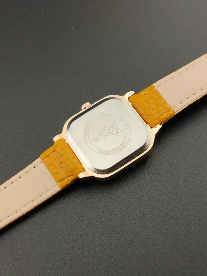 Montre carrée texturée, moutarde, rose-dorée - photo numéro 3
