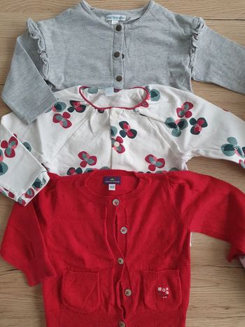 Lot gilets sergent major/obaibi/vertbaudet 12mois