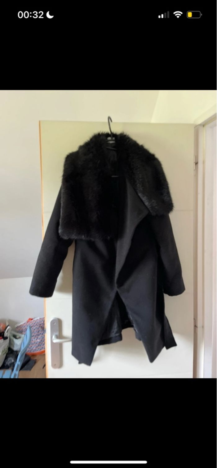 Manteau avec col fourre noir taille L - photo numéro 3