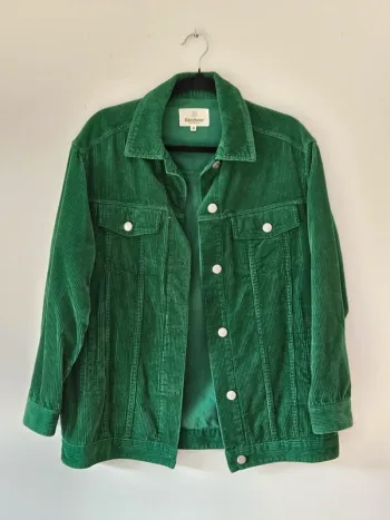 Veste oversize en velours côtelé verte Bizzbee taille S/36