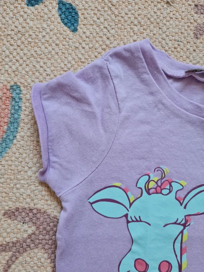T shirt violet girafe 2 ans vinyl fraise - photo numéro 5