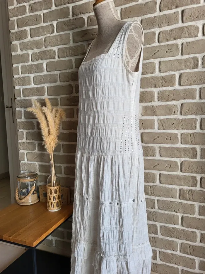 Robe bohème blanche avec sequins Jacqueline Riu - photo numéro 11