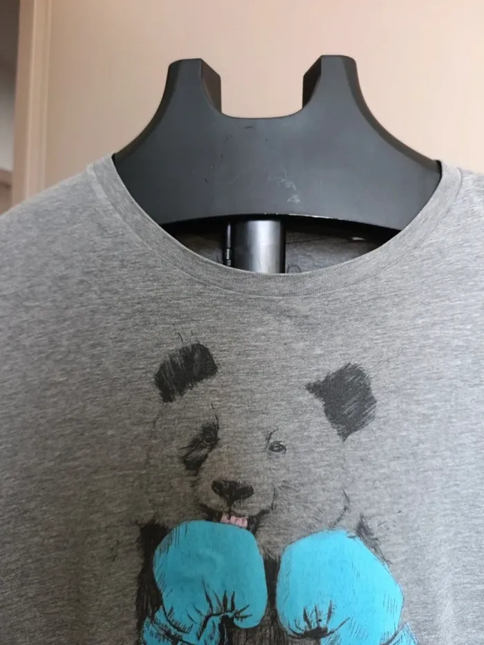 T-shirt gris panda boxe - photo numéro 4