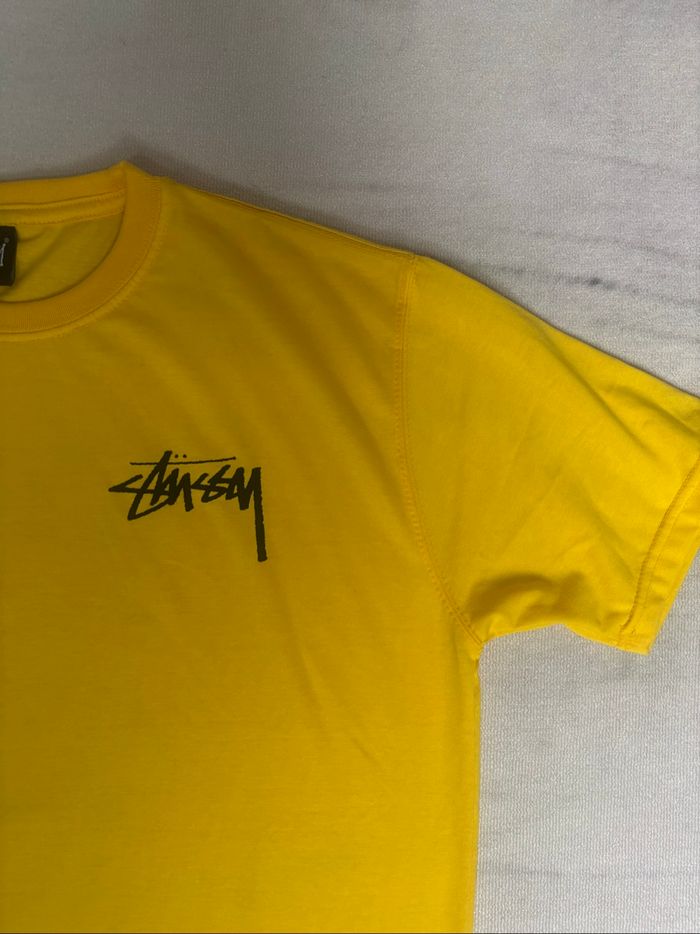 T-shirt Stussy Rework jaune logo imprimé taille L - photo numéro 5