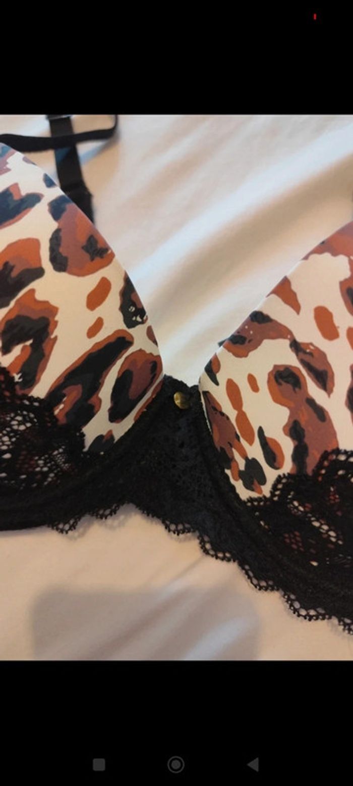 Soutien gorge leopard dentelle noire 95B Mojito - photo numéro 4